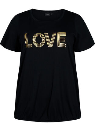 Bomullst-skjorte med folie-trykk, Black W. Love, Packshot image number 0
