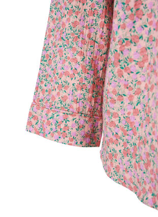 Pysjamasskjorte i bomull med blomstermønster, Powder Pink, Packshot image number 3