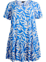 FLASH - Kjole i viskose med snittlinje, Blue Leaf