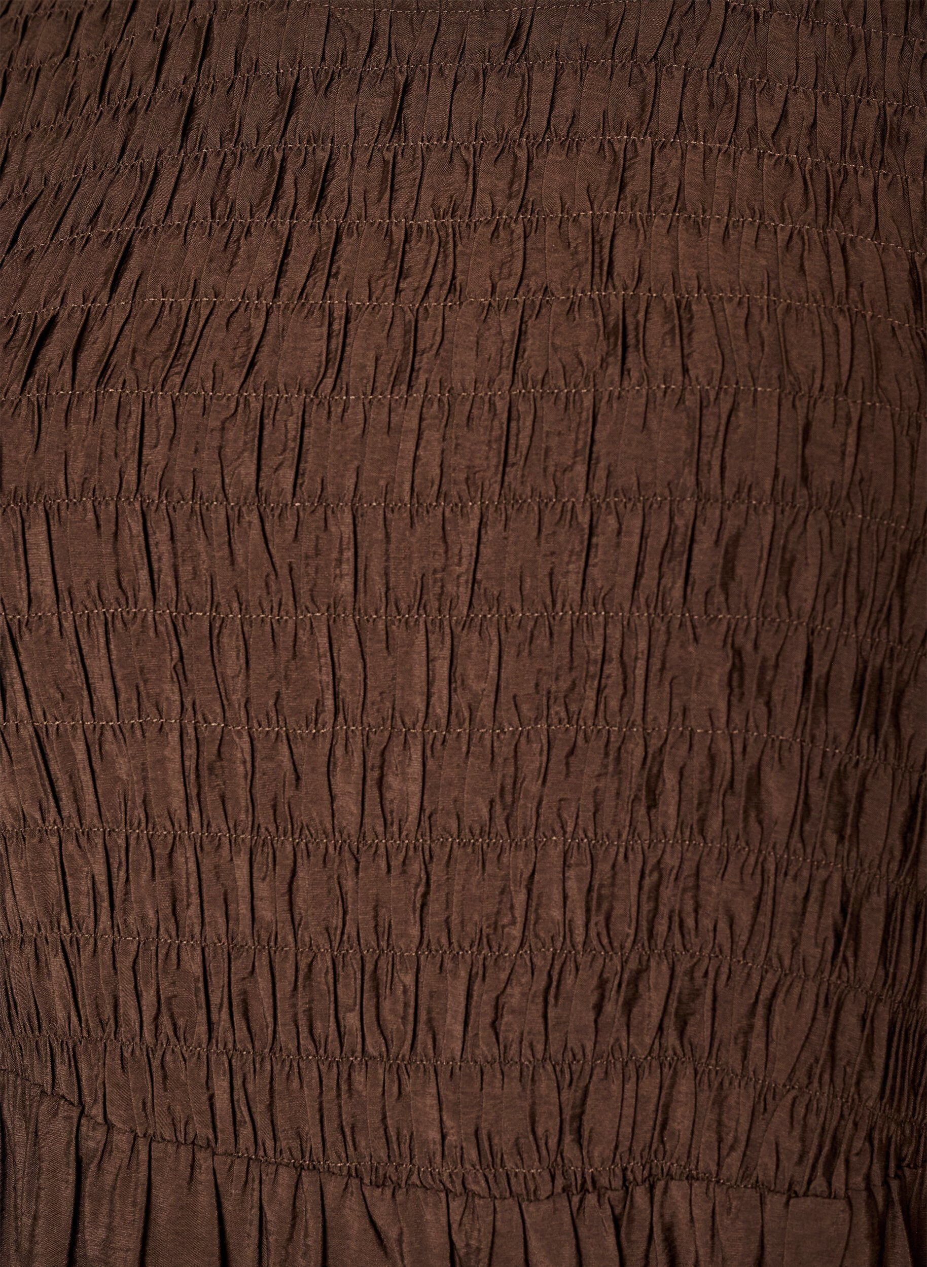 ZizziMidikjole i viskose med smocking, Brun, Packshot image number 2
