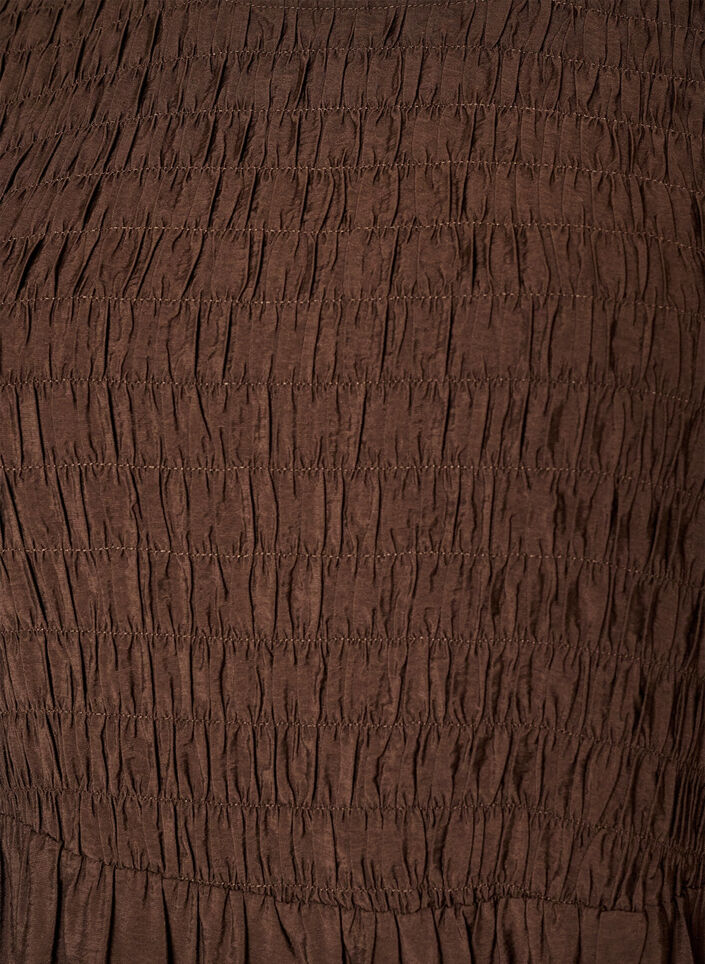 Midikjole i viskose med smocking, Brun, Packshot image number 2