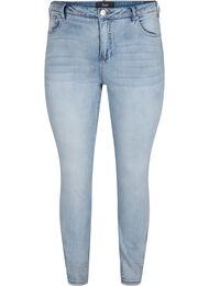 Amy jeans med høyt liv og dekorativ sten, Light blue
