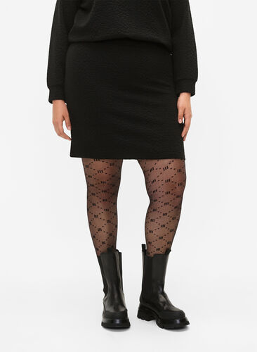 Kort skjørt med tekstur, Black, Model image number 2