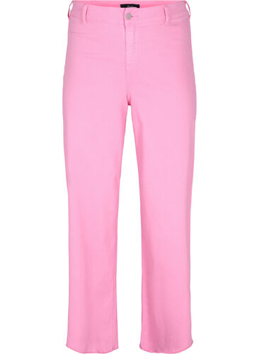 Flared jeans med høyt liv, Pink, Packshot image number 0