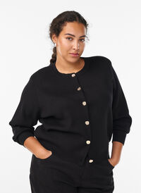 Cardigan med dekorative gullknapper, Svart Cardigan med dekorative gullknapper, Svart, Model
