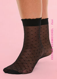 2-pack ankelsokker i nylon med mønster, Black, Model