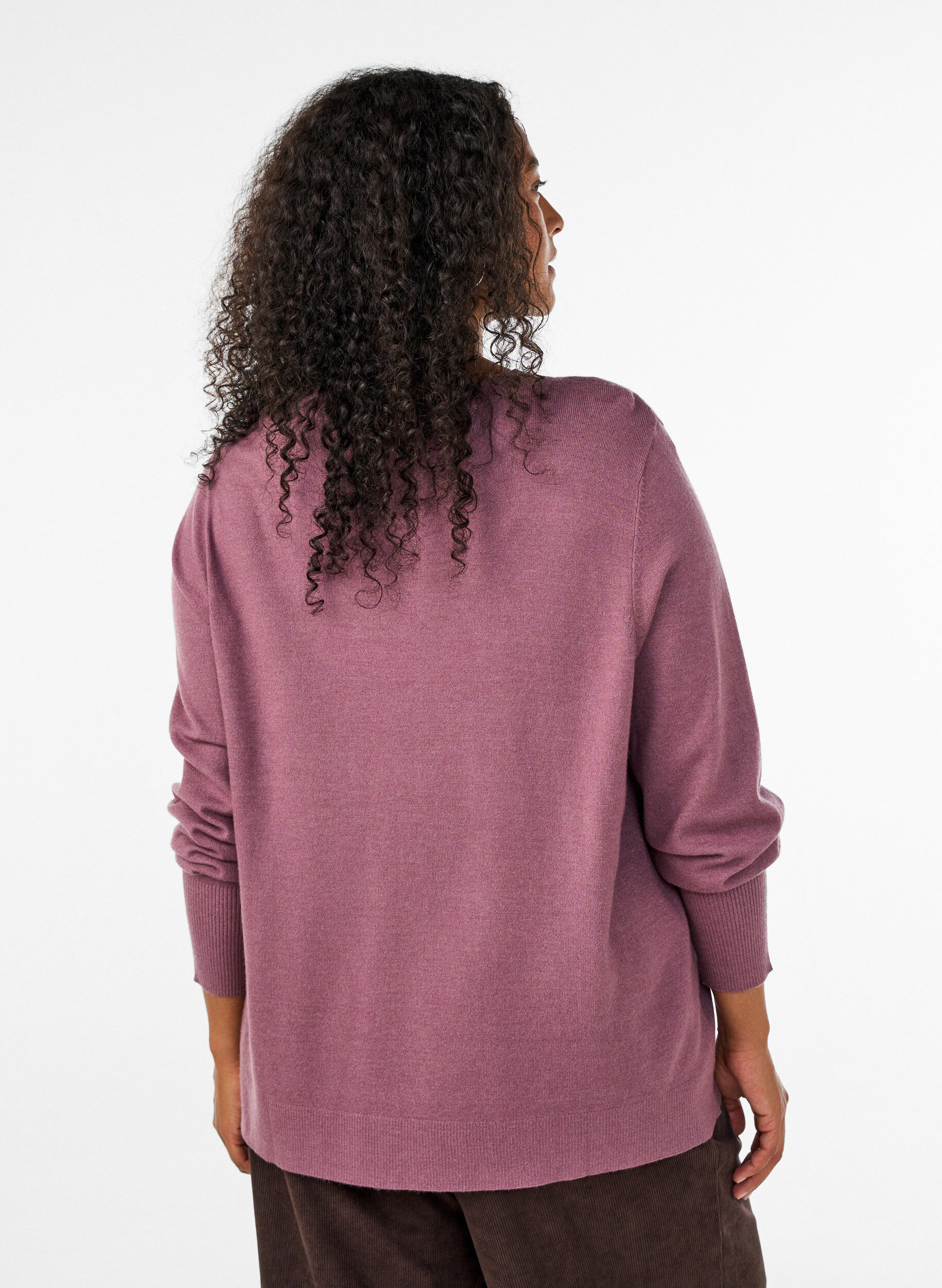 ZizziStrikkebluse med rund hals, Rosa, Model image number 2