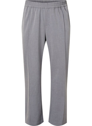Gråmelerte bukser med strikk i livet, Medium Grey Melange, Packshot image number 0