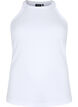 Ribbet tanktopp i bomull, Bright White, Packshot image number 0