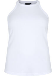 Ribbet tanktopp i bomull, Bright White