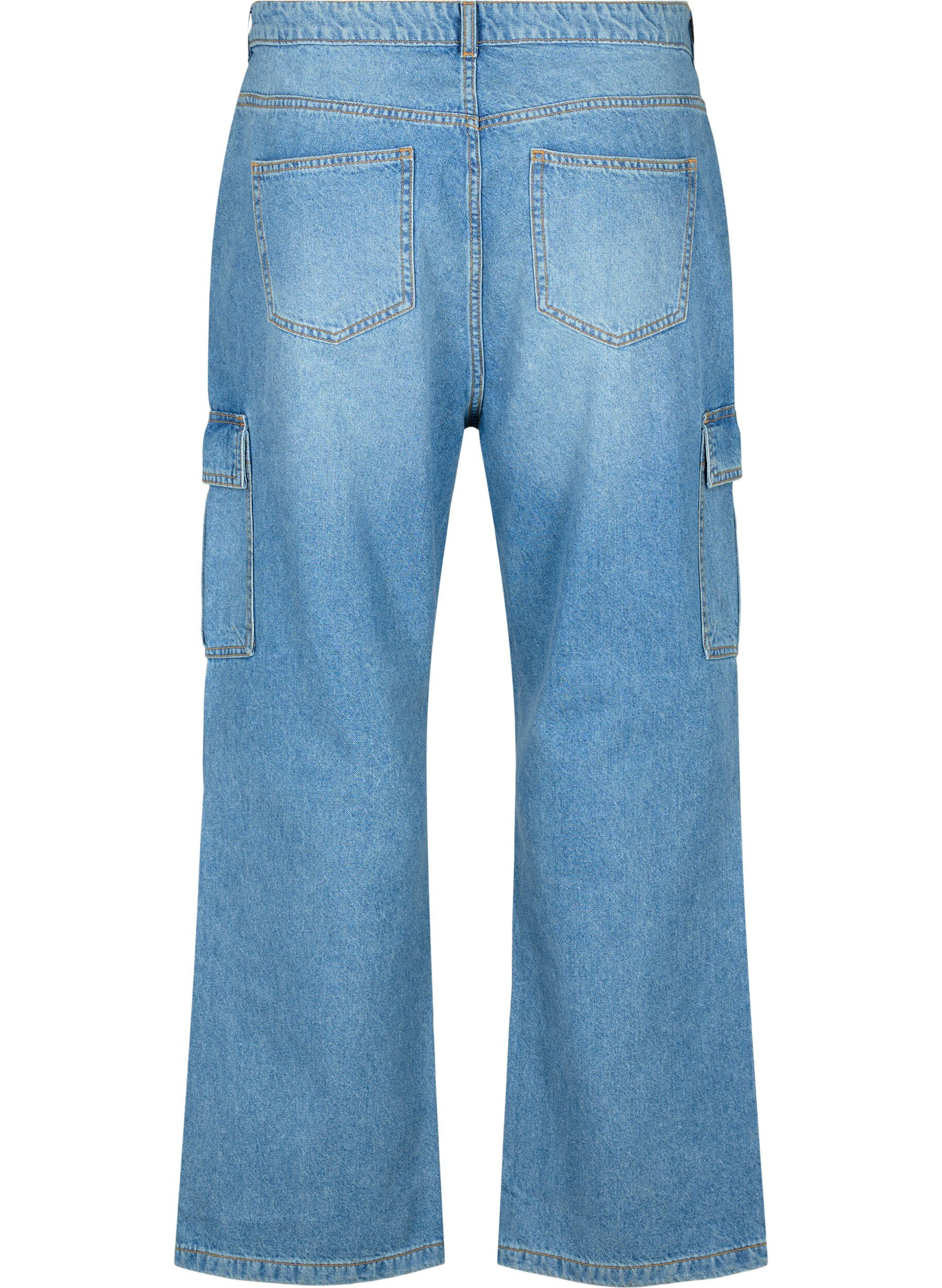 Zizzi L&oslash;stsittende jeans med cargo-lommer, Light blue, Packshot image number 1