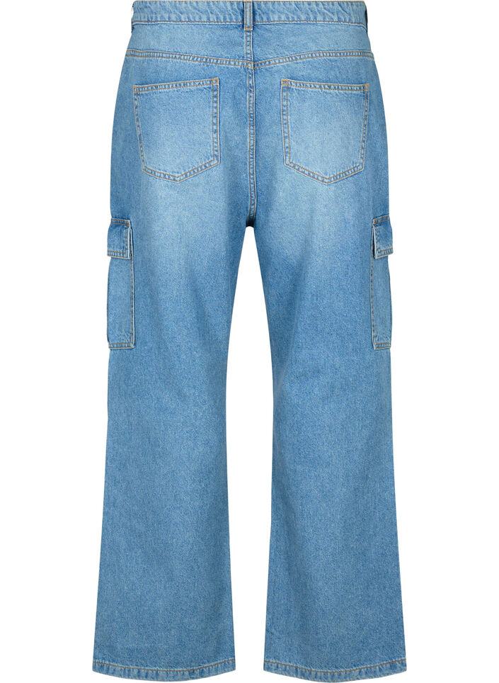 Løstsittende jeans med cargo-lommer, Light blue, Packshot image number 1