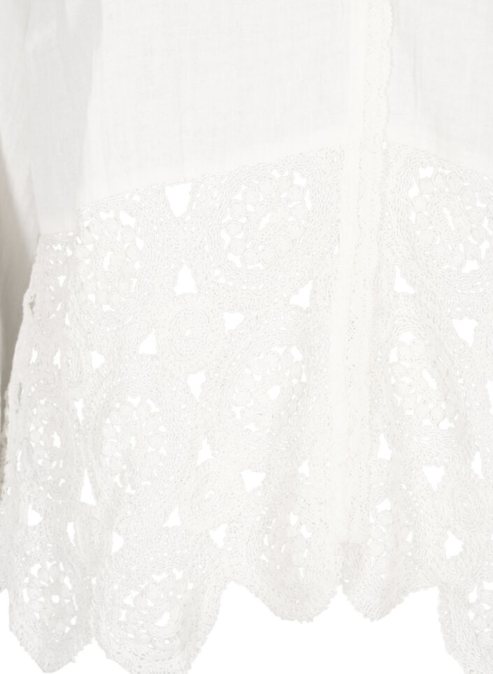 Bomullsskjorte med heklede detaljer, Vanilje, Packshot image number 2