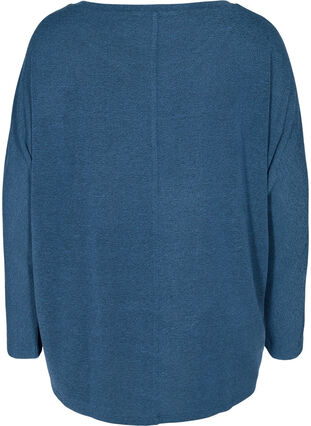 Ensfarget bluse med lange ermer, Dark Blue, Packshot image number 1