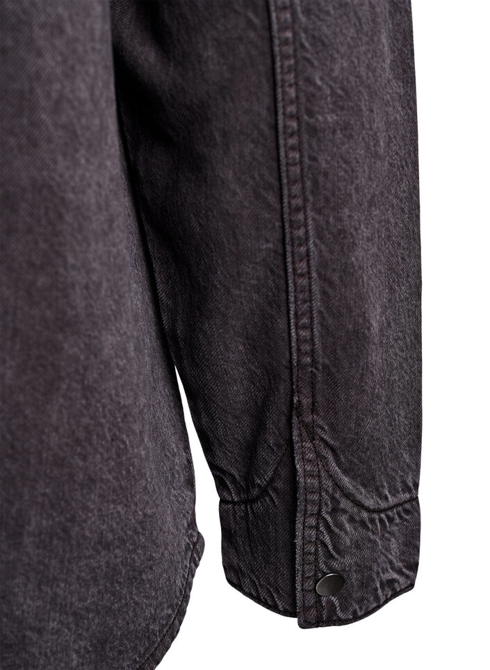 Denimskjorte med brystlommer, Grå, Packshot image number 3