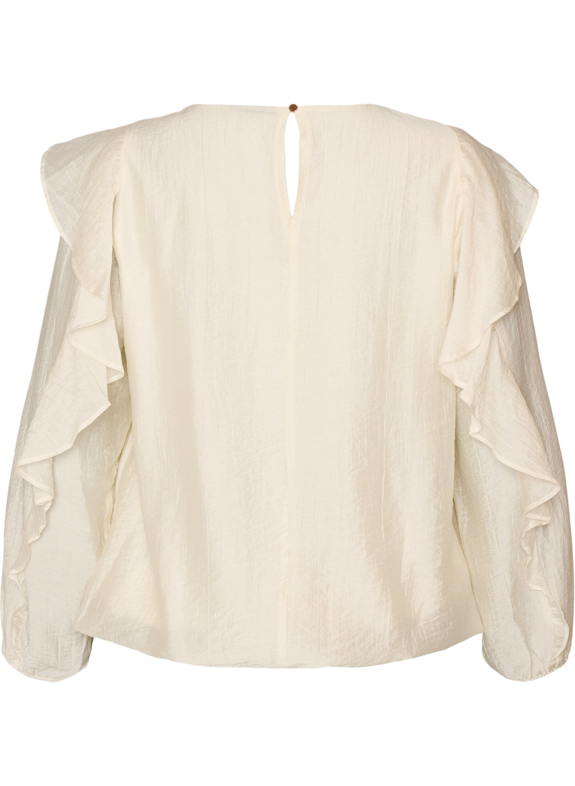 ZizziBluse med rysjer og ballongfasong, Vanilje, Packshot image number 1