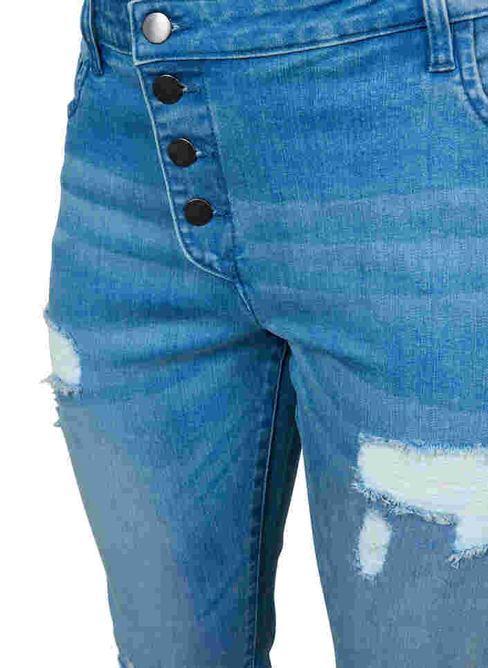 Ripped Emily jeans med normal høyde i livet, Blue denim, Packshot image number 2