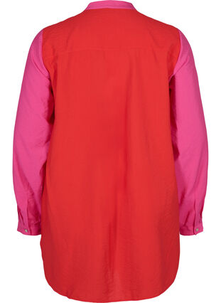 Lang skjorte med colorblock, Pink Red Block, Packshot image number 1