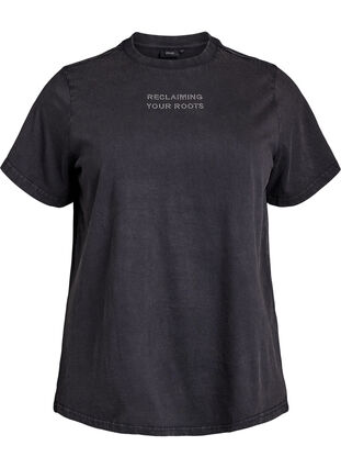 Zizzi Økologisk bomulls-T-skjorte med nagler, Grey Wash Reclaiming, Packshot image number 0