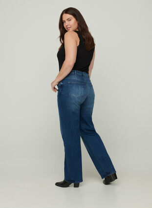 Regular Gemma jeans med høy midje, Blue denim, Model image number 0
