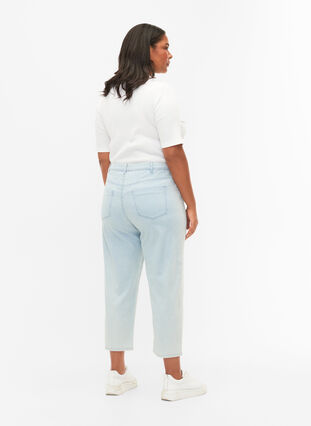 Zizzi Straight jeans med ankellengde, Light Blue Stripe, Model image number 1