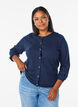 Cardigan med runde knapper, Bl&aring;, Model image number 0