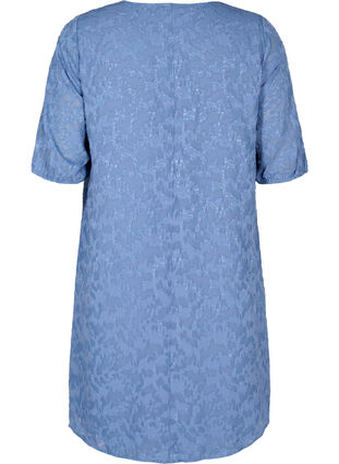 Kortermet kjole med struktur, Coronet Blue, Packshot image number 1