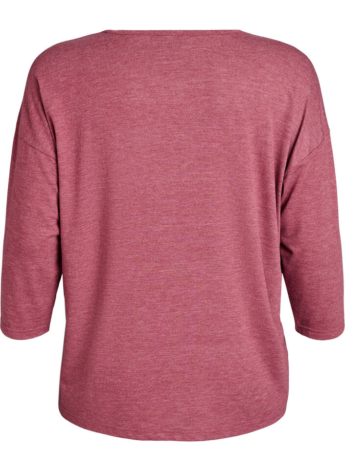 Jersey bluse med 3/4 ermer, Rosa, Packshot image number 1