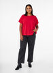 Bluse med korte ermer og rund hals, R&oslash;d, Model image number 1