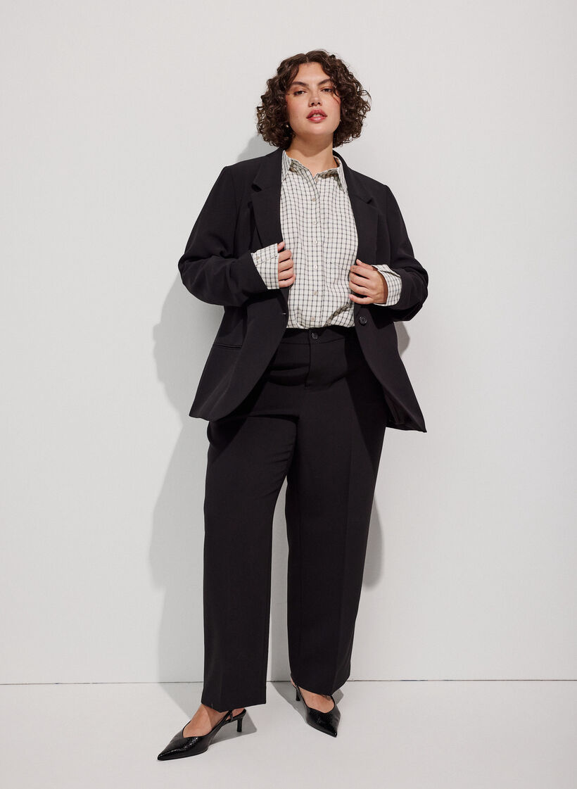 Klassisk blazer med enkel knappelukking, Svart, Model image number 1