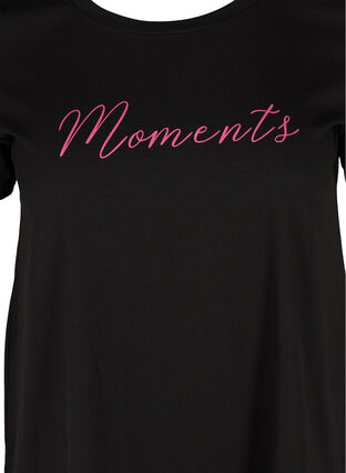 T-skjorte i bomull med A-form og trykk, Black, Packshot image number 2