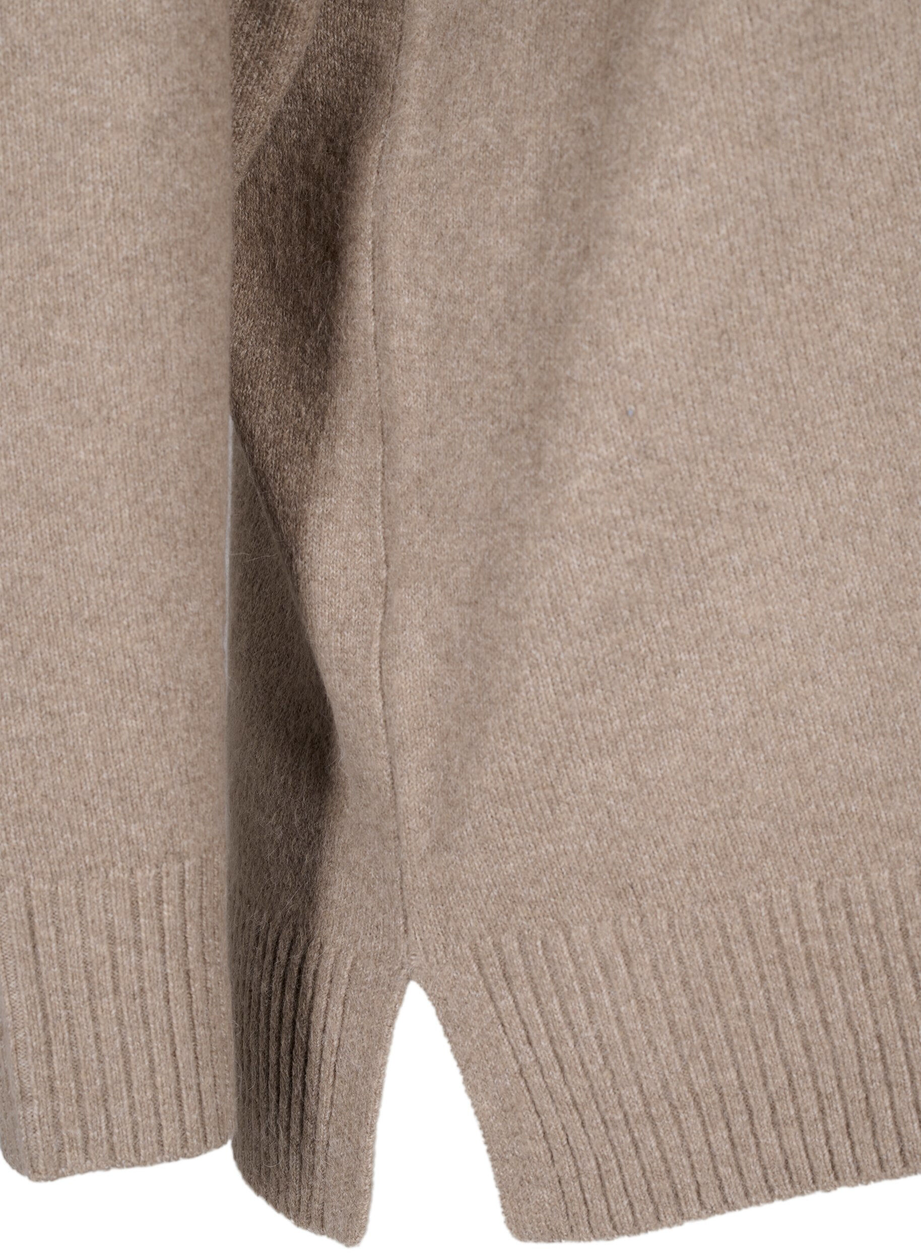 Zizzi Strikkegenser med V-hals, Desert Taupe Melange, Packshot image number 3