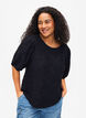 Kortermet bluse med tekstur, Black, Model image number 0