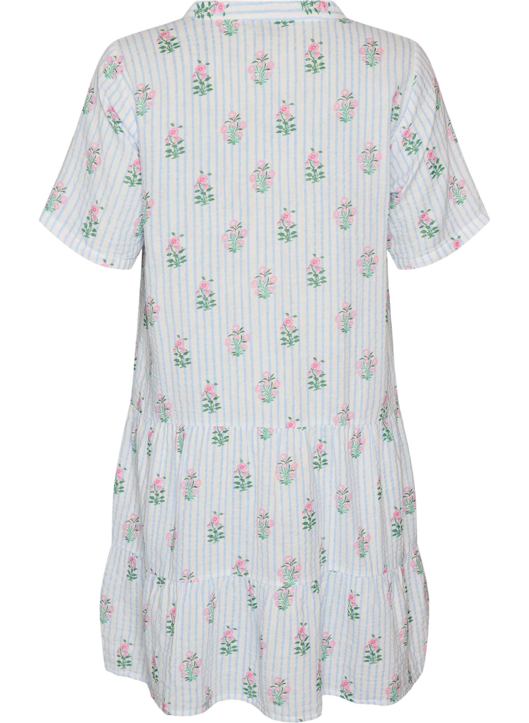 ZizziKort A-linjekjole i bomullsmuslin, Vanilje, Packshot image number 1