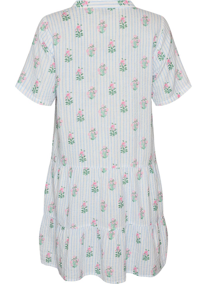 Kort A-linjekjole i bomullsmuslin, Vanilje, Packshot image number 1