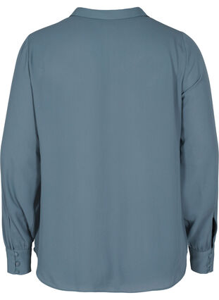 Skjorte med knappelukking og V-hals, Balsam Green, Packshot image number 1