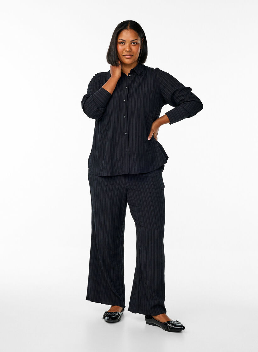 FLASH - Skjorte med tekstur, Svart, Model image number 1