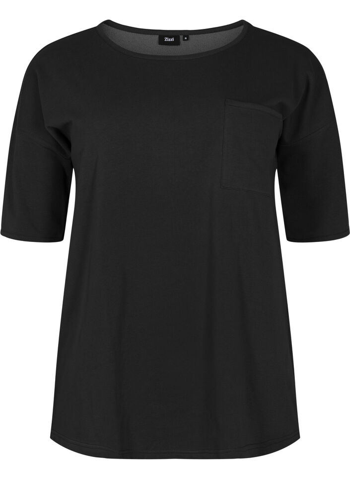 Bluse med 1/2-ermer, Black, Packshot image number 0