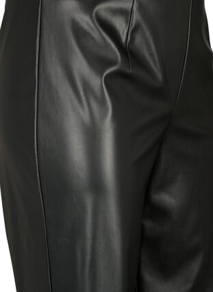 Imitert skinnbukse med brede ben, Black, Packshot image number 2