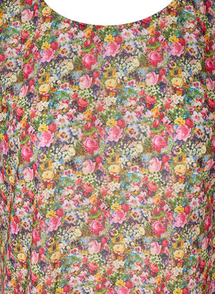 Kortermet bluse med blomstermønster, Pink Flower AOP, Packshot image number 2