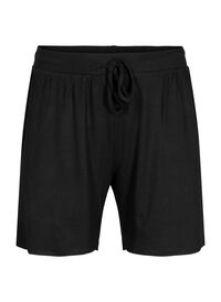 Løs shorts i viskose med ribb