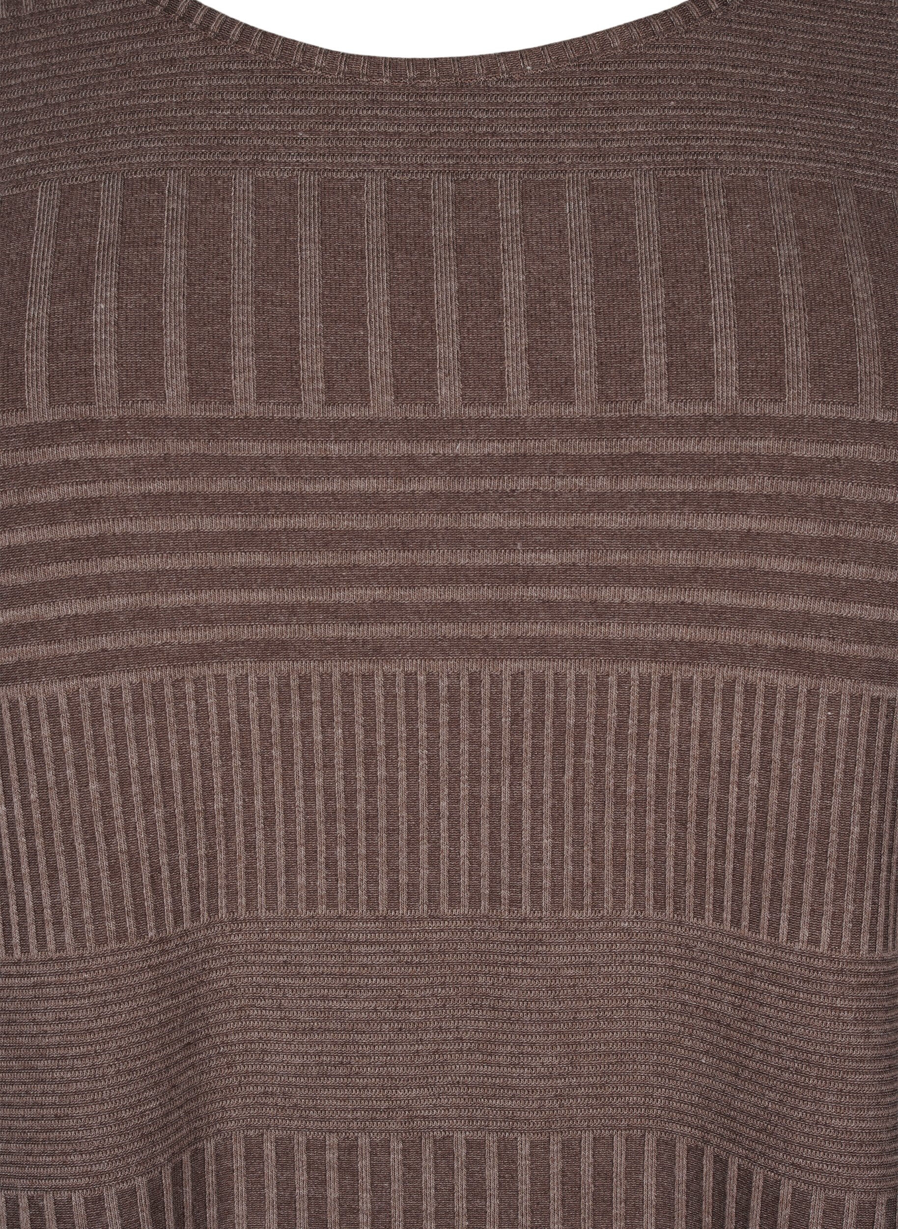 Zizzi Bluse med 3/4-ermer og stripem&oslash;nster, Ch. Martini Mel., Packshot image number 2