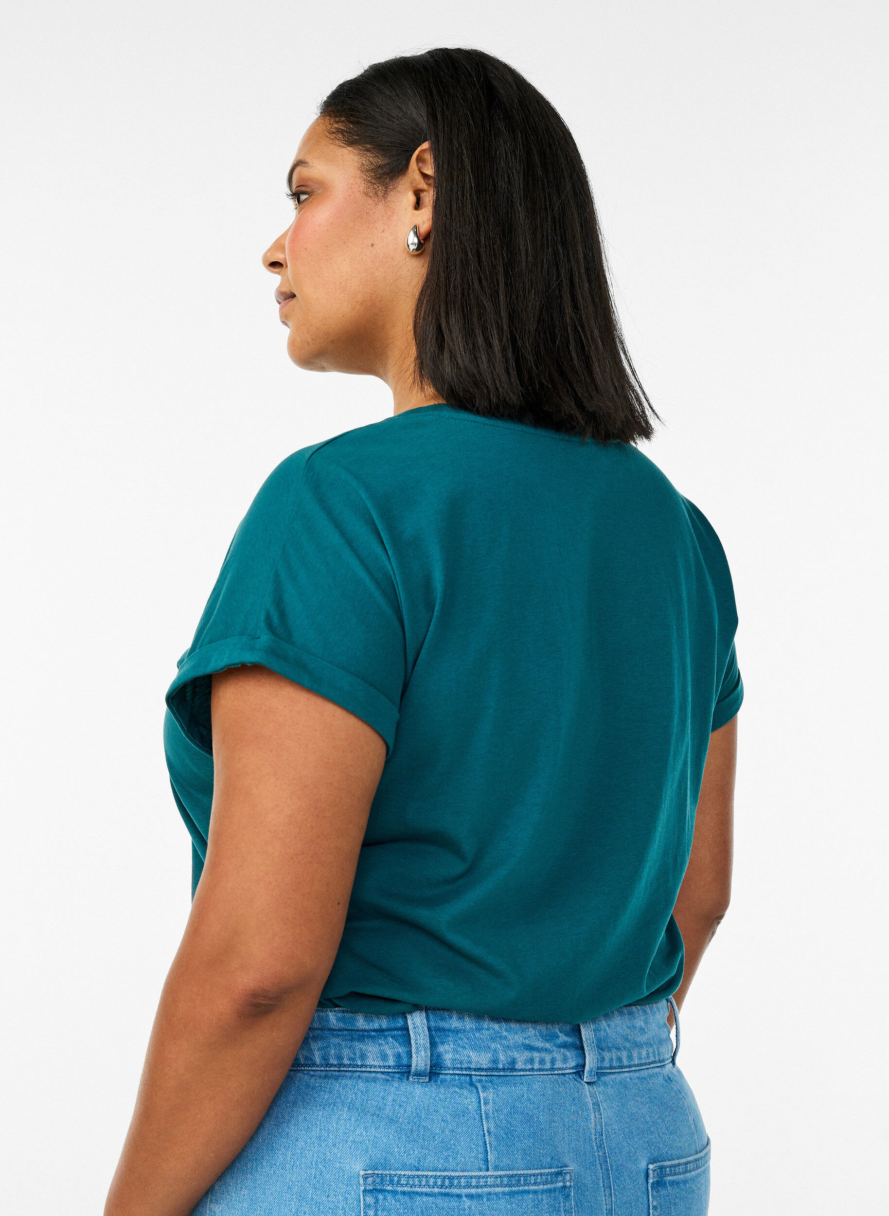 Zizzi Kortermet T-skjorte i bomullsblanding, Gr&oslash;nn, Model image number 2