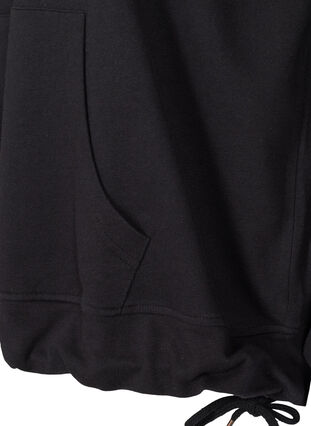 Hettegenser i bomull med lomme, Black, Packshot image number 3