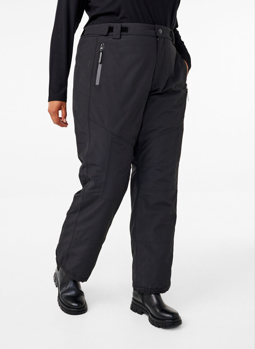 Skibukse med lommer og justerbar midje, Svart, Model image number 2