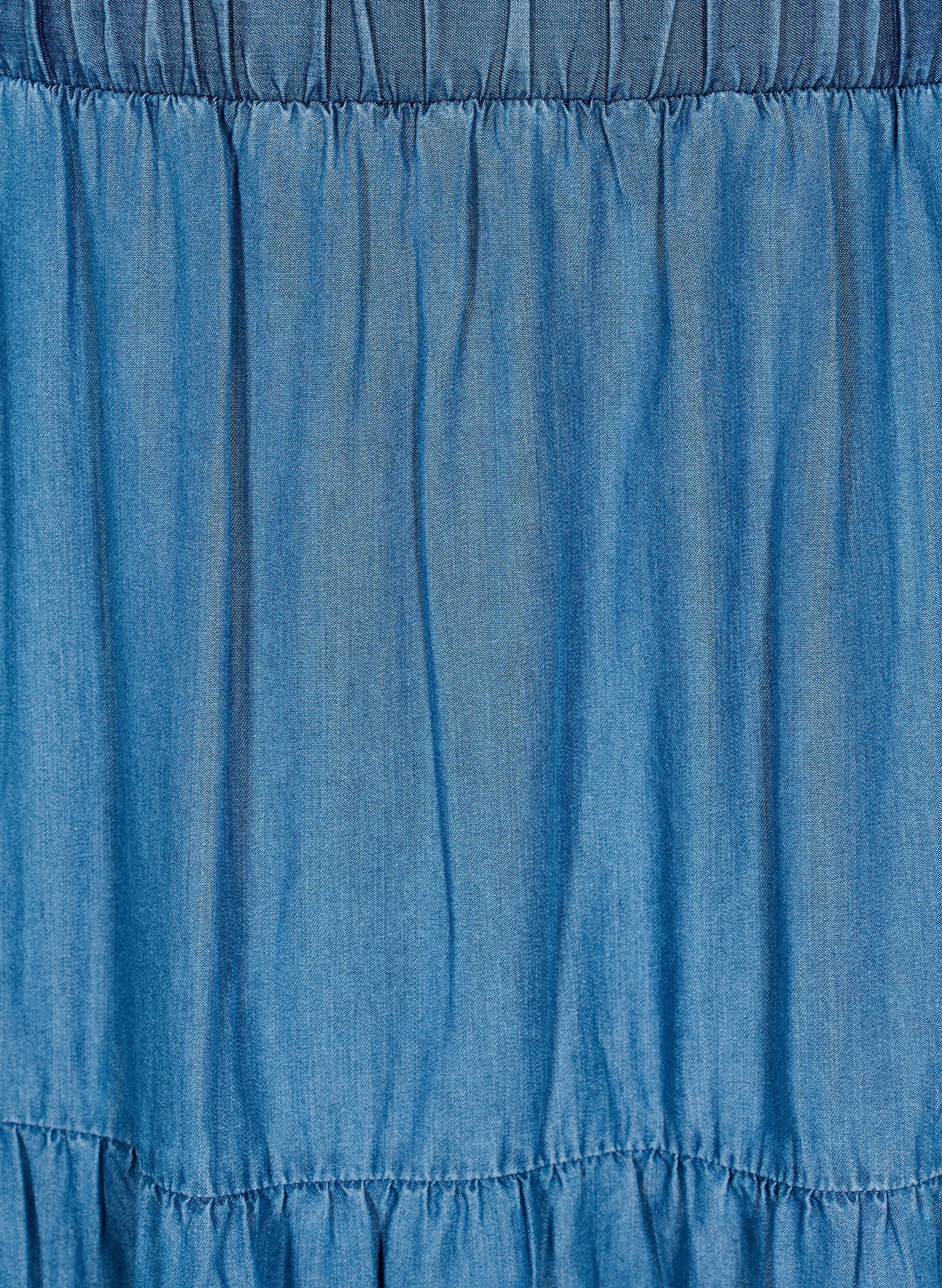 ZizziDenim maxiskj&oslash;rt med volanger, Bl&aring;, Packshot image number 2