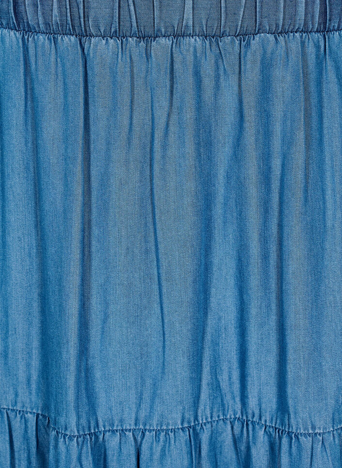 Denim maxiskj&oslash;rt med volanger, Bl&aring;, Packshot image number 2