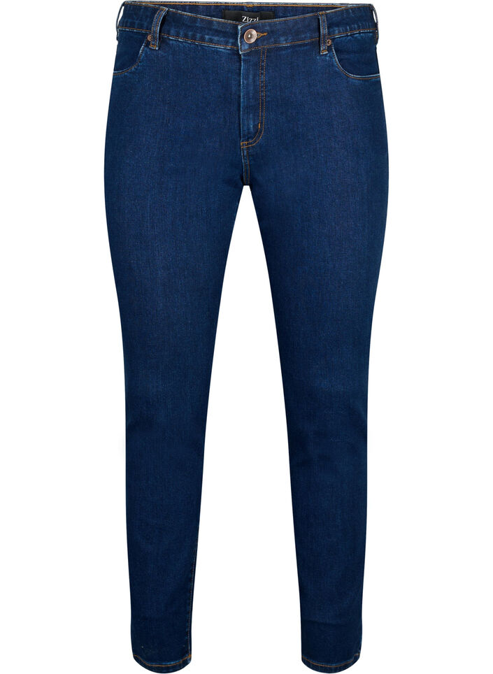 Emily jeans i smal passform og normalt h&oslash;y midje, Bl&aring;, Packshot image number 0
