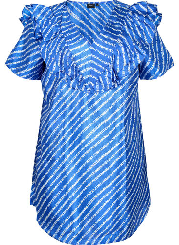 Stripet tunika med franser, S.T.W./White Stripes, Packshot image number 0