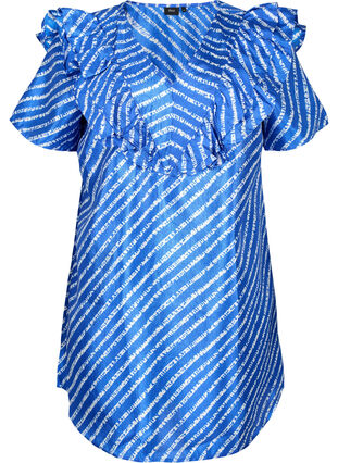 Zizzi Stripete tunika med frynser, S.T.W./White Stripes, Packshot image number 0